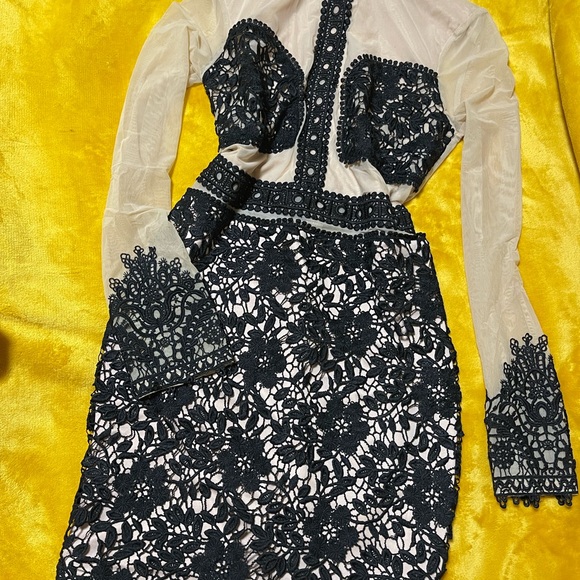 Nude black dress with lining, size L - Picture 2 of 10